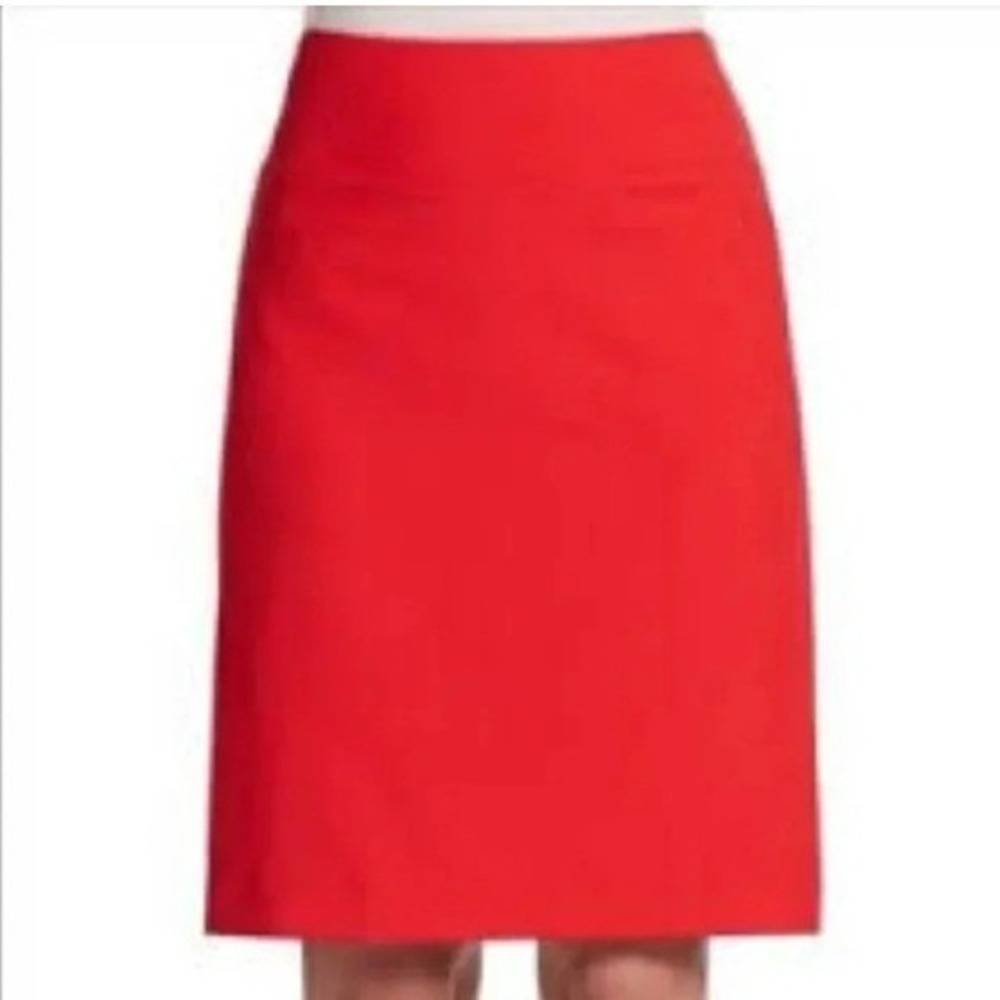 Ellen Tracy Womens Red Pencil Skirt 14P Career Professional Lined Knee Length